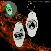 Burning Bridges // motel key tag