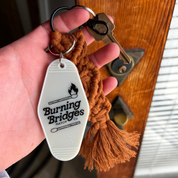Burning Bridges // motel key tag