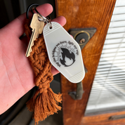 Burning Bridges // motel key tag