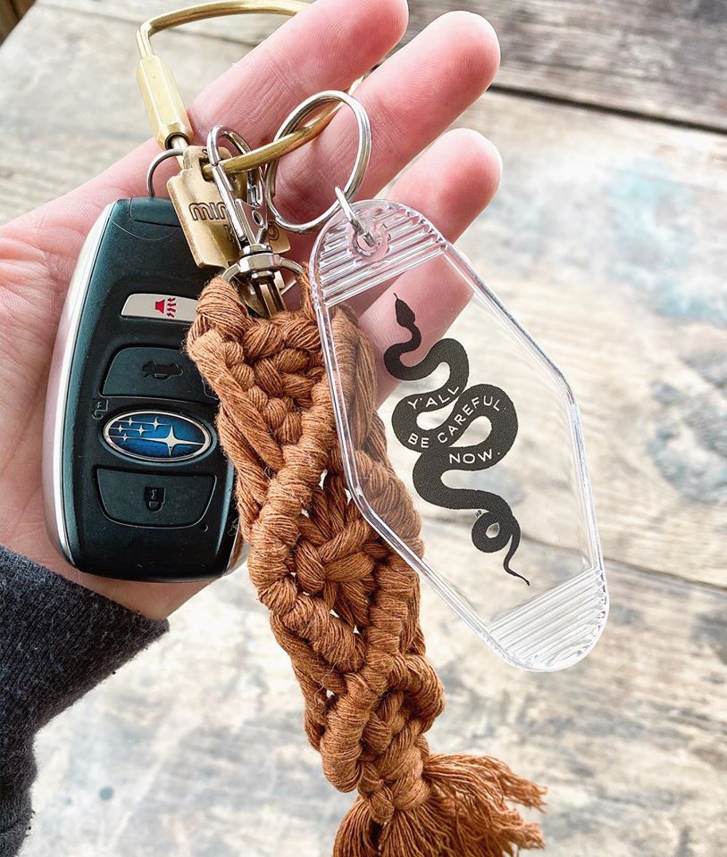 y'all be careful snake // motel keychain