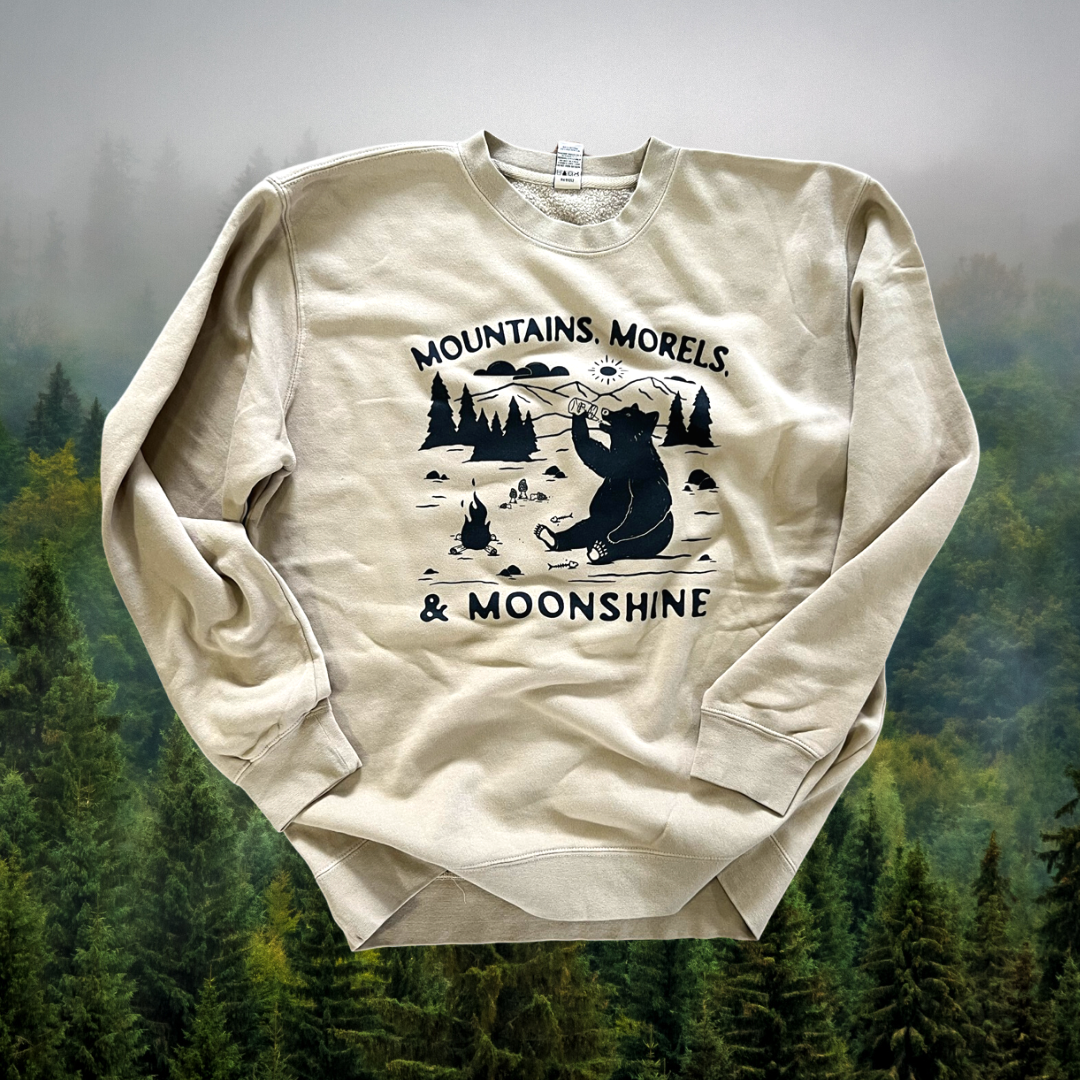Mountains, Morels, & Moonshine // Heritage crew neck sweatshirt