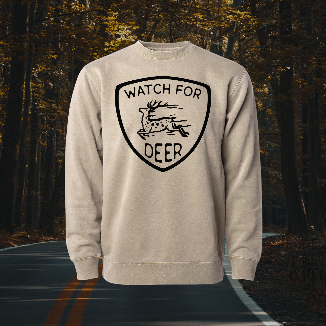 Watch for deer // heritage crewneck