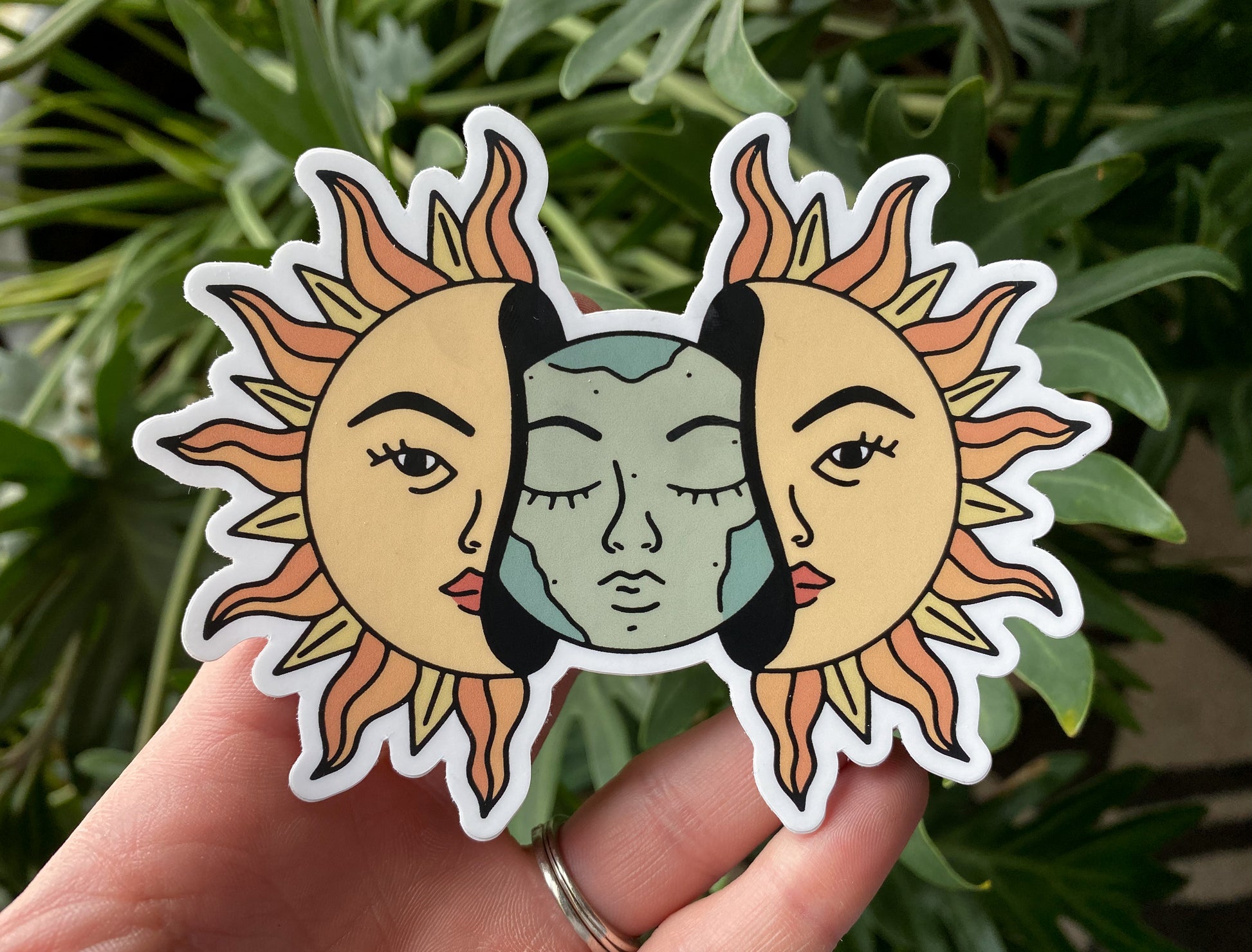 Smiling Sun & Moon Stickers
