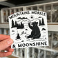 Mountains, Morels, & Moonshine // sticker