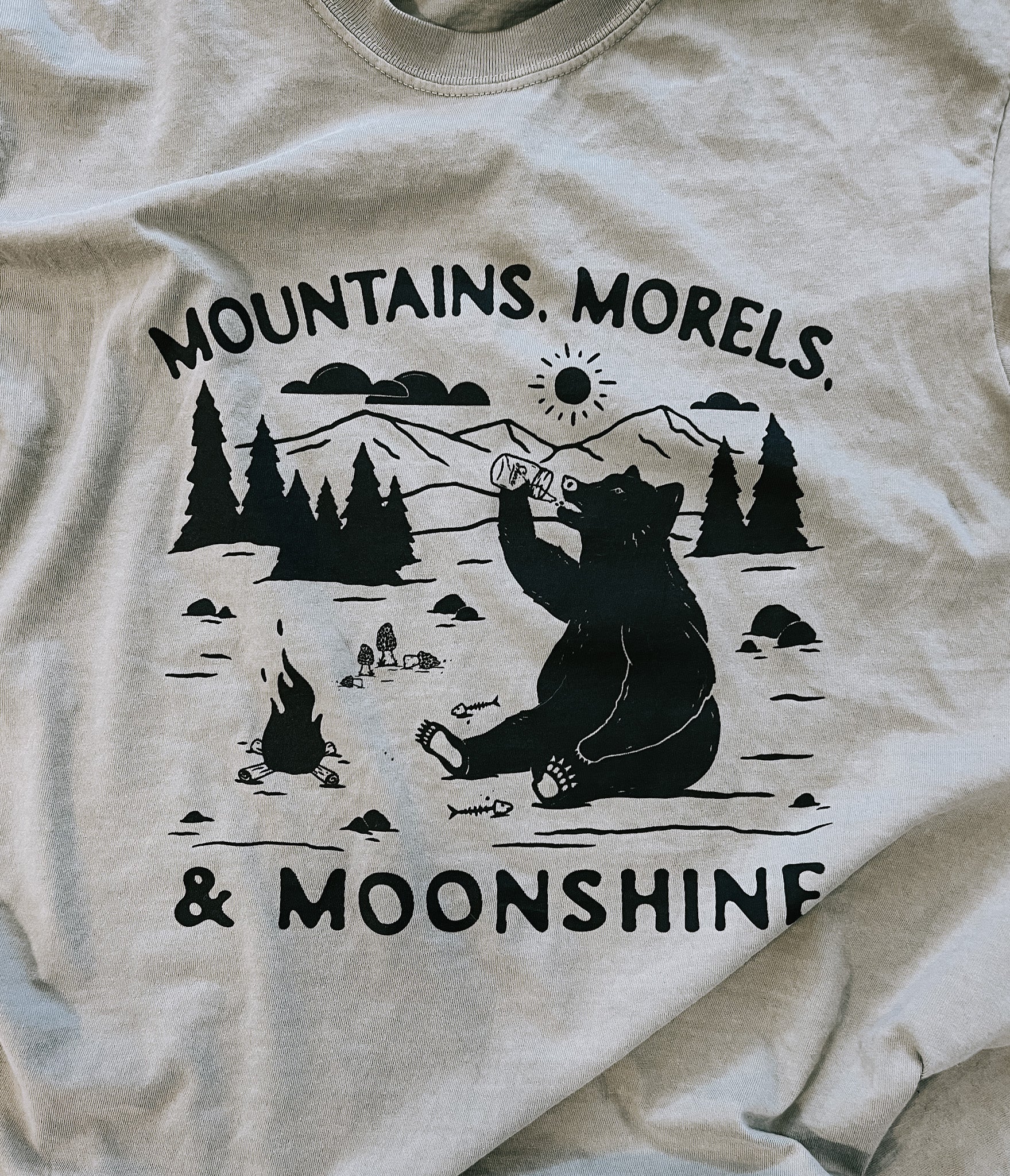 Mountains, morels, & moonshine // t-shirt