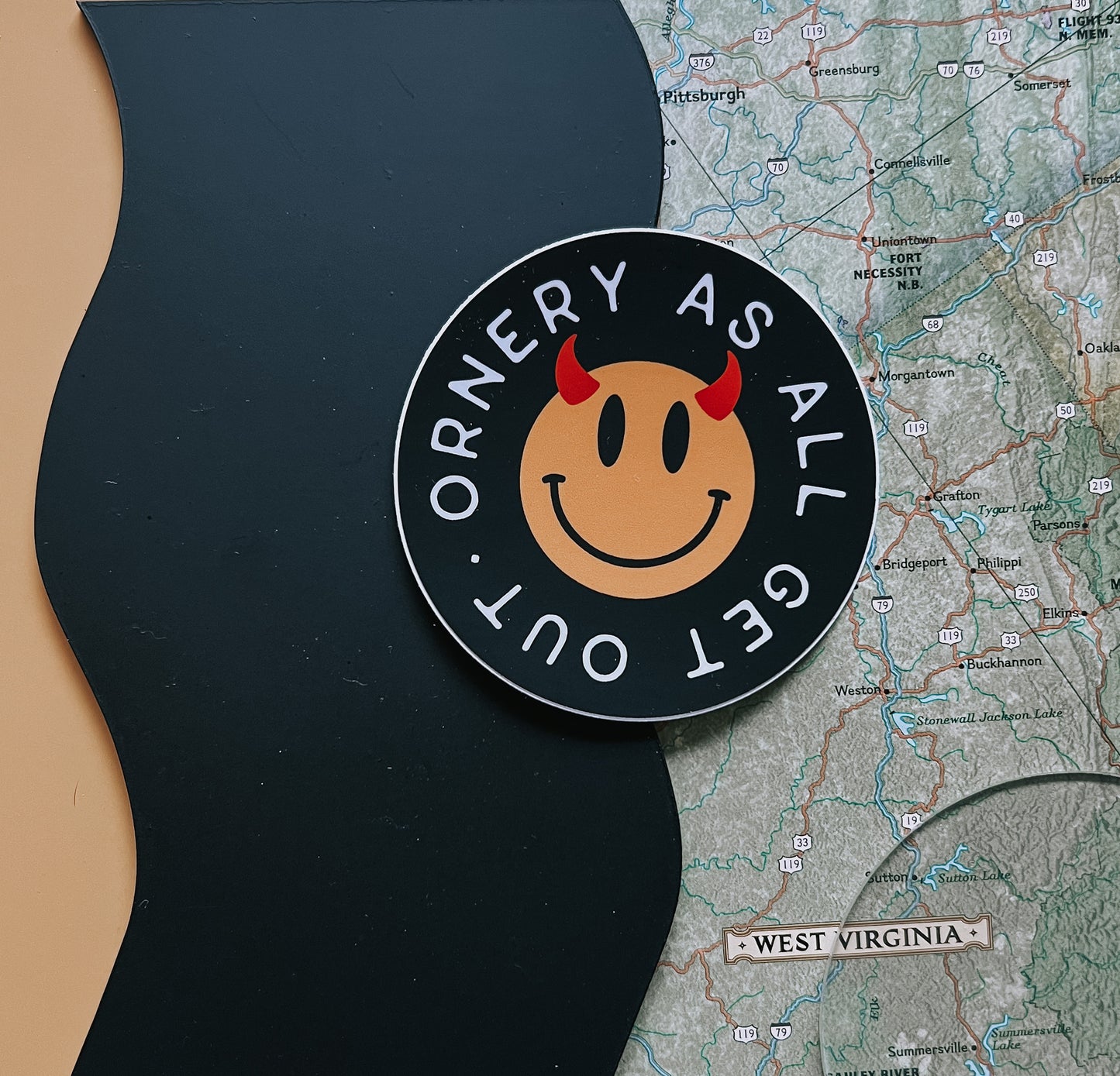 Ornery smiley // sticker