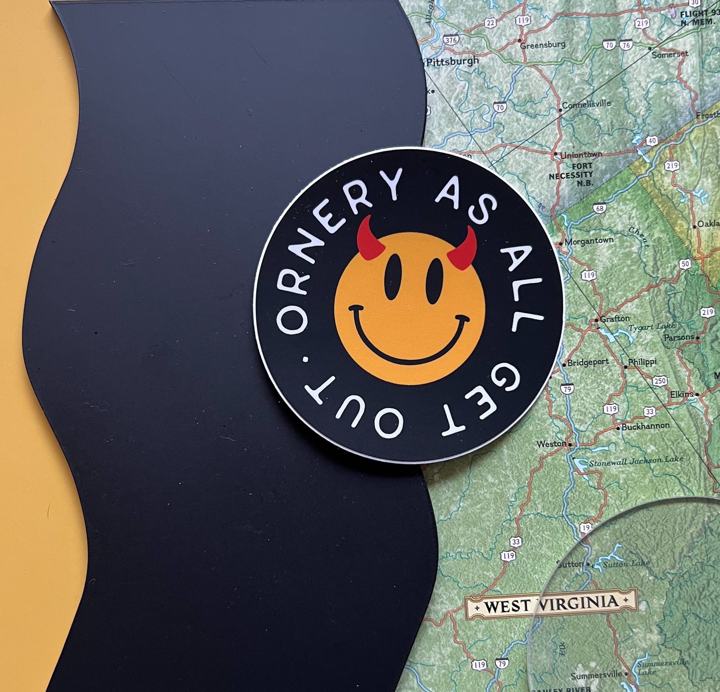 Ornery smiley // sticker